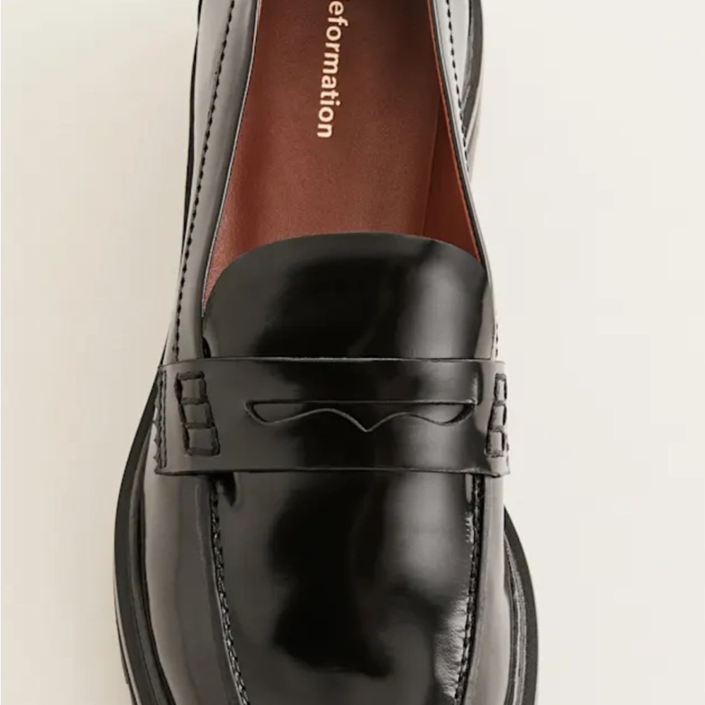 Reformation Black Patent Penny Loafers